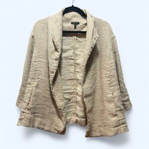 Eileen Fisher Cream Textured Open Front Cardigan